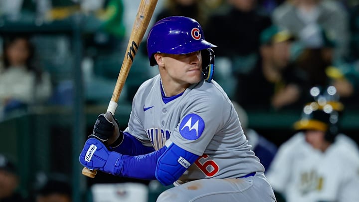 Mar 31, 2025; West Sacramento, California, USA; Chicago Cubs second base Matt Shaw (6) during the game against the Athletics at Sutter Health Park. Mandatory Credit: Sergio Estrada-Imagn Images