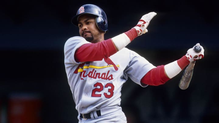 1999, Miami, Florida, USA; FILE PHOTO; St Louis Cardinals first baseman Fernando Tatis in action at the plate against the Florida Marlins at Dolphin Stadium. Mandatory Credit: RVR Photos-Imagn Images