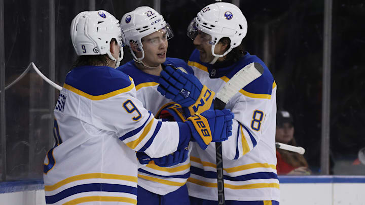 Sabres players including Zach Benson and Jack Quinn