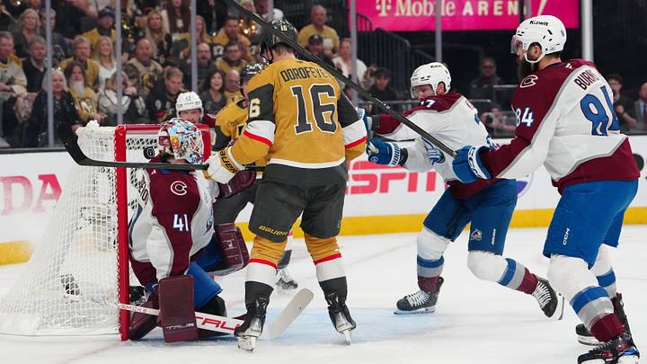 May 24, 2026; Las Vegas, Nevada, USA; Colorado Avalanche goaltender Scott Wedgewood (41) defends against Vegas Golden Knights right wing Pavel Dorofeyev (16) during the first period in game three of the Western Conference Final of the 2026 Stanley Cup Playoffs at T-Mobile Arena. Mandatory Credit: Stephen R. Sylvanie-Imagn Images May 24, 2026; Las Vegas, Nevada, USA; Colorado Avalanche goaltender Scott Wedgewood (41) defends against Vegas Golden Knights right wing Pavel Dorofeyev (16) during the first period in game three of the Western Conference Final of the 2026 Stanley Cup Playoffs at T-Mobile Arena. Mandatory Credit: Stephen R. Sylvanie-Imagn Images