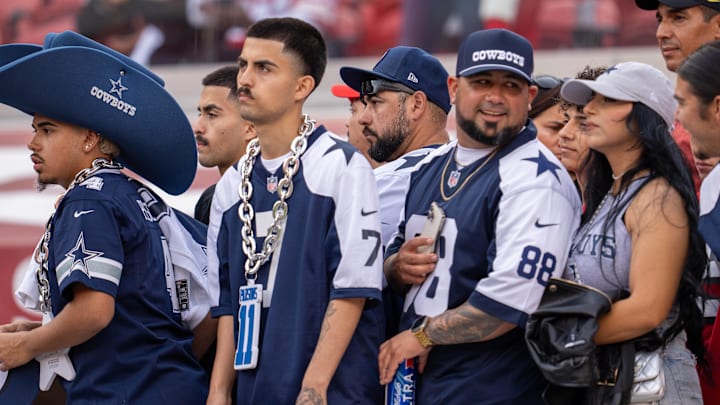 Dallas Cowboys fans await the team before the start of the game against the San Francisco 49ers at Levi's Stadium Dallas Cowboys fans await the team before the start of the game against the San Francisco 49ers at Levi's Stadium