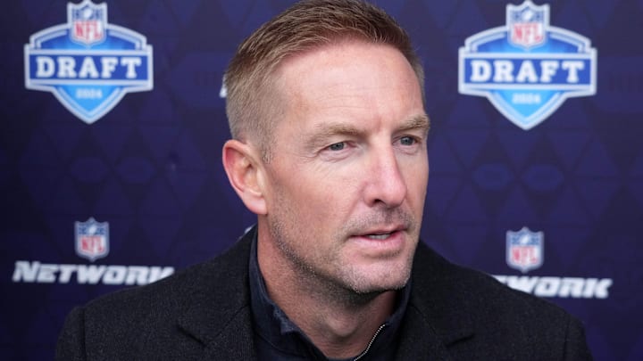 Apr 24, 2024; Detroit, MI, USA; NFL Network analyst Joel Klatt speaks to the media at the Play Football Prospect Clinic at The Corner Ballpark