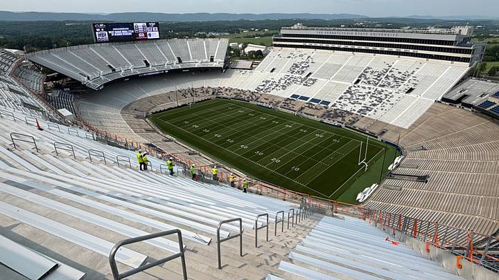 A view from the new bleachers on the west side of Penn State's Beaver Stadium. A view from the new bleachers on the west side of Penn State's Beaver Stadium.