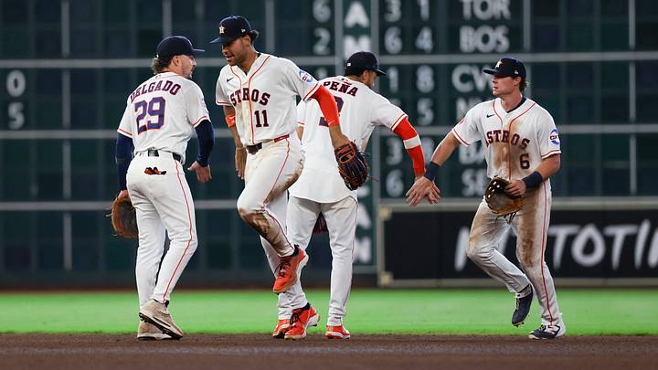 Houston Astros right fielder Cam Smith (11) celebrates the win. Houston Astros right fielder Cam Smith (11) celebrates the win.