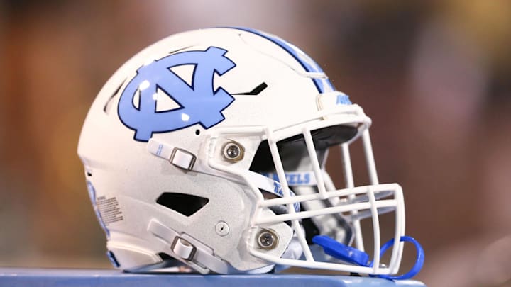 Sep 13, 2019; Winston-Salem, NC, USA; A North Carolina Tar Heels helmet lays on the sidelines during the fourth quarter against the Wake Forest Demon Deacons at BB&T Field. Mandatory Credit: Jeremy Brevard-Imagn Images