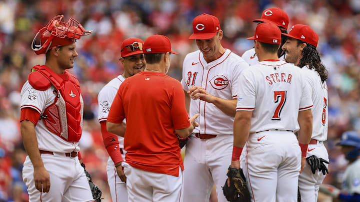 May 26, 2024; Cincinnati, Ohio, USA; Cincinnati Reds starting pitcher Brent Suter (31) walks off the field during a pitching change in the first inning against the Los Angeles Dodgers at Great American Ball Park. Mandatory Credit: Katie Stratman-Imagn Images May 26, 2024; Cincinnati, Ohio, USA; Cincinnati Reds starting pitcher Brent Suter (31) walks off the field during a pitching change in the first inning against the Los Angeles Dodgers at Great American Ball Park. Mandatory Credit: Katie Stratman-Imagn Images