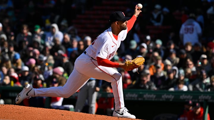 Apr 8, 2026; Boston, Massachusetts, USA; Boston Red Sox relief pitcher Tyler Samaniego (78) pitches against the Milwaukee Brewers during the eighth inning at Fenway Park. Mandatory Credit: Eric Canha-Imagn Images Apr 8, 2026; Boston, Massachusetts, USA; Boston Red Sox relief pitcher Tyler Samaniego (78) pitches against the Milwaukee Brewers during the eighth inning at Fenway Park. Mandatory Credit: Eric Canha-Imagn Images