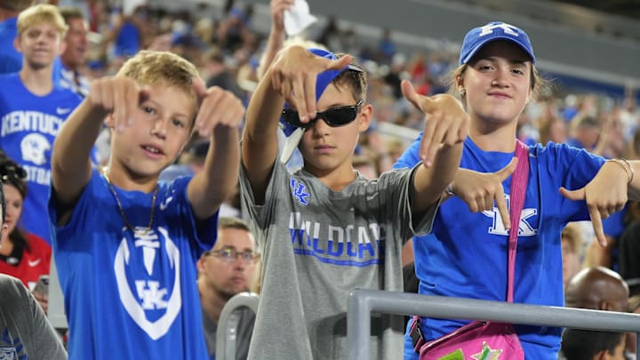 Kentucky fans show L’s down against Georgia Saturday night at Kroger Field.
Sept. 14, 2024