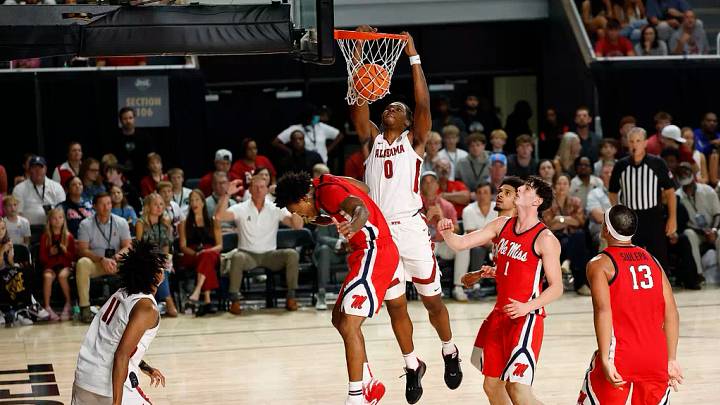 Alabama forward Jamarion Davis-Fleming (0) in action against Ole Miss at Boutwell Auditorium in Birmingham, AL on Thursday, Oct 15, 2026. Alabama forward Jamarion Davis-Fleming (0) in action against Ole Miss at Boutwell Auditorium in Birmingham, AL on Thursday, Oct 15, 2026.