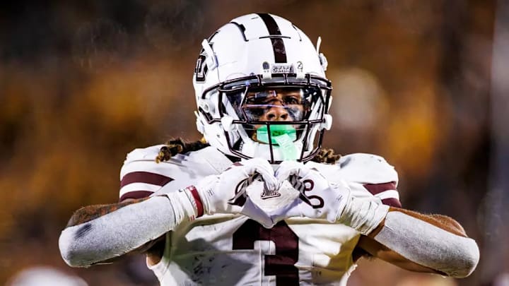 Mississippi State Wide Receiver Anthony Evans III (#3) during the game between the Missouri Tigers and the Mississippi State Bulldogs at Faurot Field at Memorial Stadium Stadium in Columbia, MO.