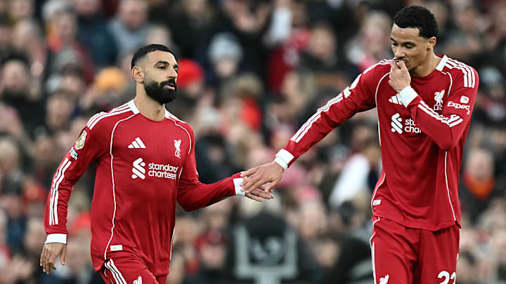 Mohamed Salah (left) and Hugo Ekitiké (right) combined for Liverpool’s second.