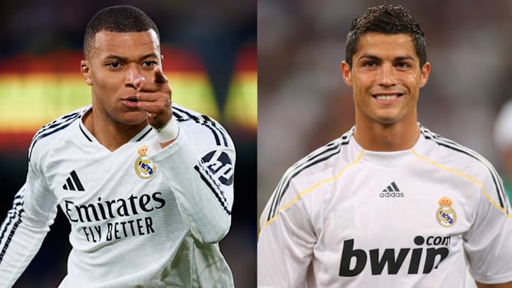 Kylian Mbappé (left) made history in his debut Real Madrid season.