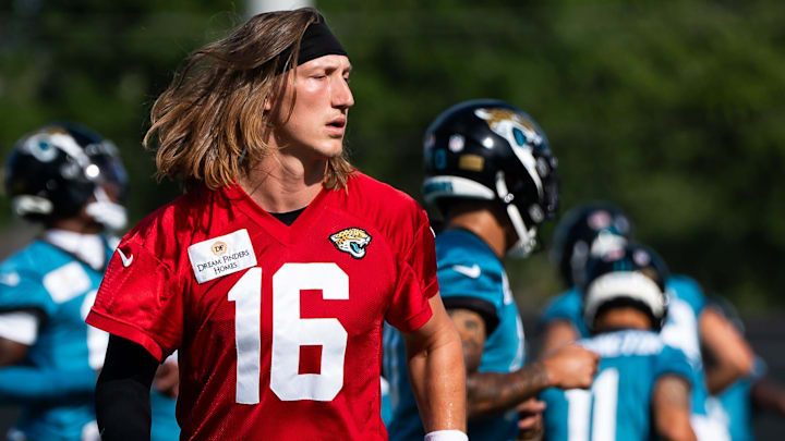 Jacksonville Jaguars quarterback Trevor Lawrence (16) warms up during the Jacksonville Jaguars’ third mandatory minicamp Thursday June 12, 2025 at the Miller Electric Center in Jacksonville, Fla. [Doug Engle/Florida Times-Union]