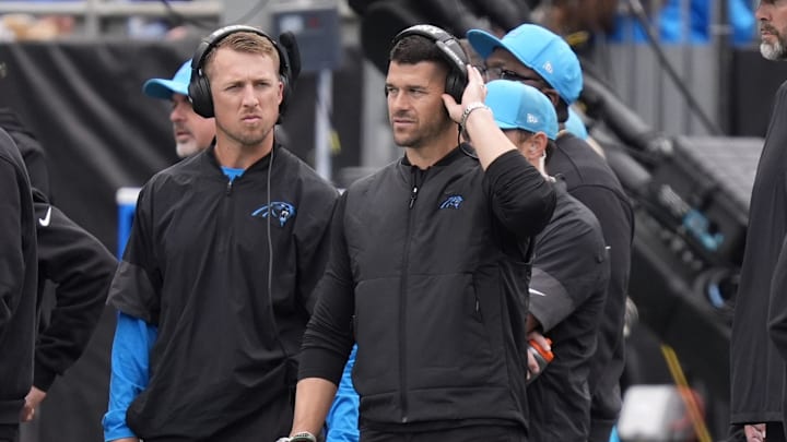 Oct 26, 2025; Charlotte, North Carolina, USA; Carolina Panthers head coach Dave Canales during the second half against the Buffalo Bills at Bank of America Stadium. Mandatory Credit: Jim Dedmon-Imagn Images Oct 26, 2025; Charlotte, North Carolina, USA; Carolina Panthers head coach Dave Canales during the second half against the Buffalo Bills at Bank of America Stadium. Mandatory Credit: Jim Dedmon-Imagn Images