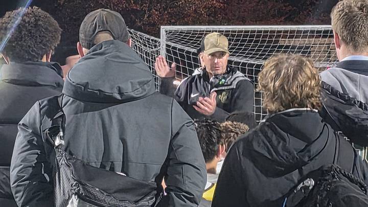 Jesuit coach Phil Rombach addresses his players after their win Friday at Westview. Jesuit coach Phil Rombach addresses his players after their win Friday at Westview.