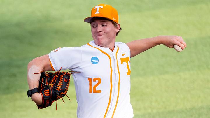 Tennessee's Liam Doyle (12) throws the ball during a NCAA Baseball Tournament Knoxville Regional game between Tennessee and Miami Ohio on May 30, 2025. Tennessee's Liam Doyle (12) throws the ball during a NCAA Baseball Tournament Knoxville Regional game between Tennessee and Miami Ohio on May 30, 2025.