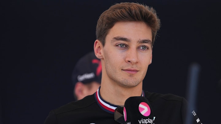 Mercedes driver George Russel speaks at a press conference during preparation day for F1 at Circuit of the Americas on Thursday, Oct. 20, 2022.

Formula One Mlc 00388