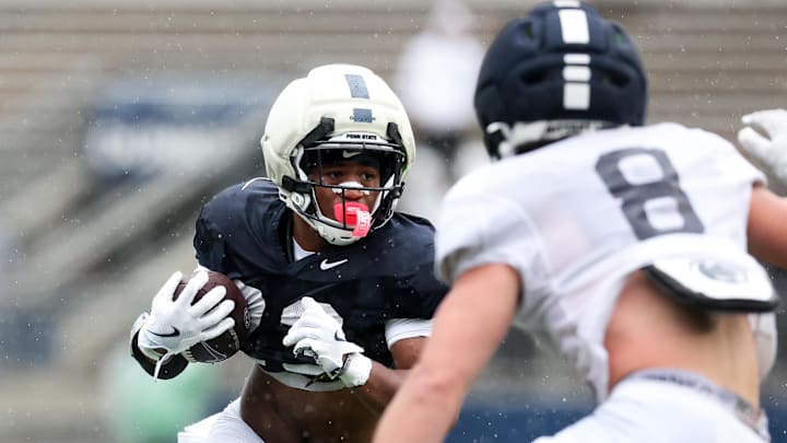 Penn State Nittany Lions running back James Peoples (23) runs with the ball during the Blue-White Spring Practice at Beaver Stadium.
