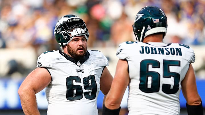 Eagles linemen Landon Dickerson and Lane Johnson