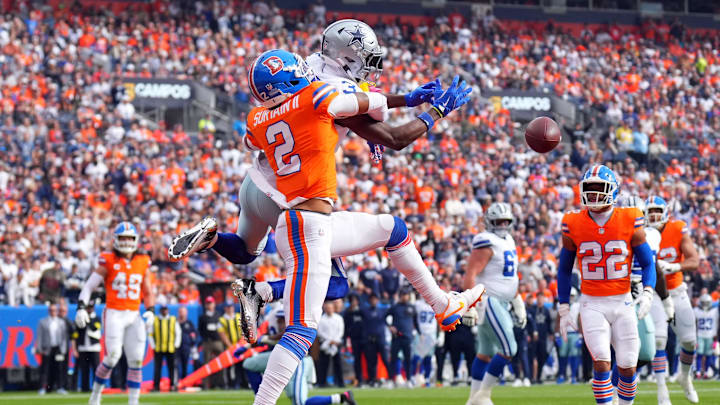 Denver Broncos cornerback Pat Surtain II suffered a pec injury in Week 8 against the Cowboys.