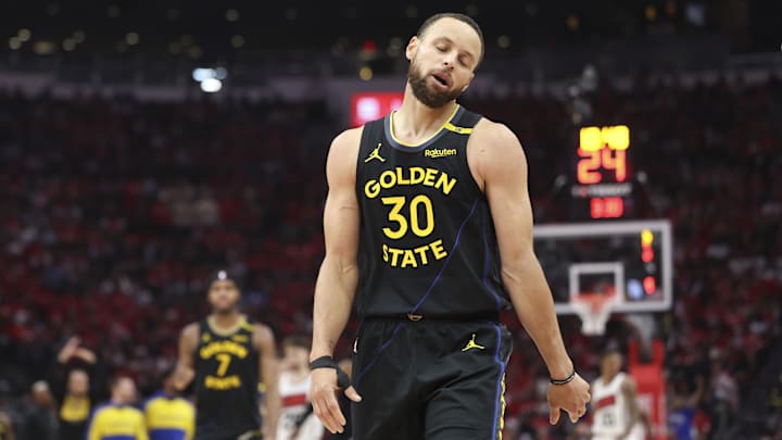 Stephen Curry left Tuesday night's Game 1 win over the Timberwolves with a hamstring injury. 