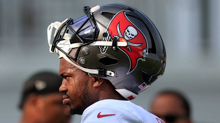 Tampa Bay Buccaneers linebacker Rueben Bain (3) looks on during a joint Buccaneers‑Jaguars NFL practice at the Miller Electric Center on Tuesday, Aug. 25, 2026, in Jacksonville, Fla. Tampa Bay Buccaneers linebacker Rueben Bain (3) looks on during a joint Buccaneers‑Jaguars NFL practice at the Miller Electric Center on Tuesday, Aug. 25, 2026, in Jacksonville, Fla.