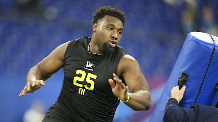 Southeastern Louisiana defensive lineman Kaleb Proctor (DL25) during the NFL Scouting Combine at Lucas Oil Stadium.