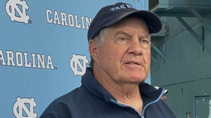 UNC football coach Bill Belichick during a press conference on Aug. 13, 2025, inside the Bill Koman Practice Complex.