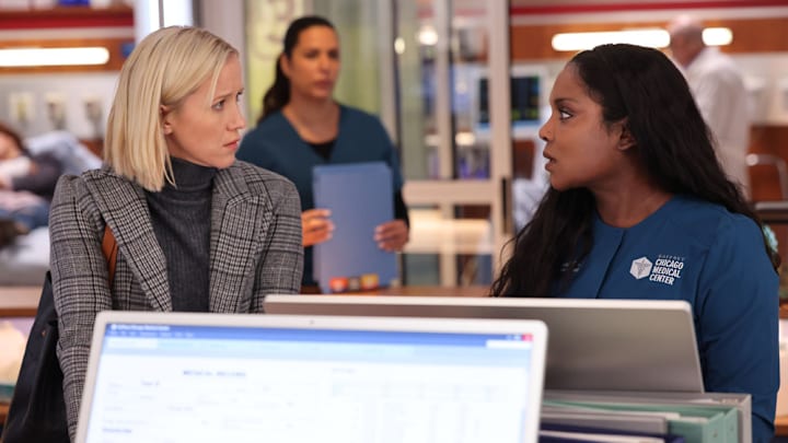 CHICAGO MED -- "Row Row Row Your Boat on a Rocky Sea" Episode 09001 -- Pictured: (l-r) Jessy Schram as Dr. Hannah Asher, Marlyne Barrett as Maggie Lockwood -- (Photo by: George Burns Jr/NBC)