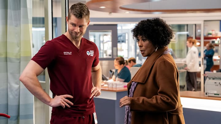 CHICAGO MED -- "Rebounding" Episode 1110 -- Pictured: (l-r) Luke Mitchell as Dr. Mitch Ripley, Angela E. Gibbs as Grace 