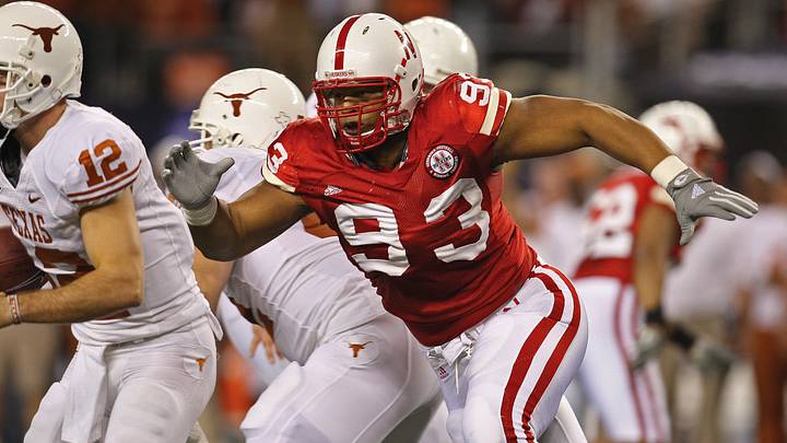 Nebraska's Ndamukong Suh pursues Texas quarterback Colt McCoy during the 2009 Big 12 championship game. Nebraska's Ndamukong Suh pursues Texas quarterback Colt McCoy during the 2009 Big 12 championship game.