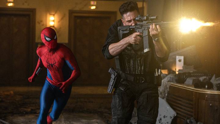Spider-Man and The Punisher (Jon Bernthal) in Columbia Pictures SPIDER-MAN™: BRAND NEW DAY. photo by: Jay Maidment Spider-Man and The Punisher (Jon Bernthal) in Columbia Pictures SPIDER-MAN™: BRAND NEW DAY. photo by: Jay Maidment