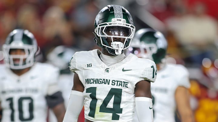 Michigan State CB Malcolm Bell looks on during the Spartans' game against the USC Trojans on Sept. 20, 2025.