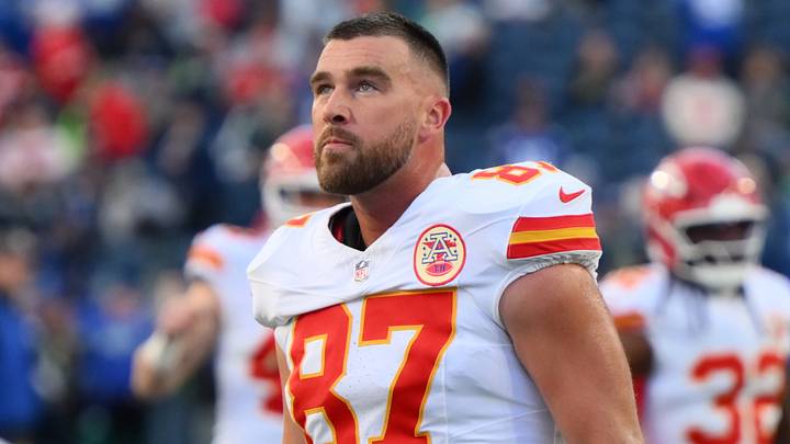 Kansas City Chiefs tight end Travis Kelce (87) looks on during warmups before the game against the Seattle Seahawks at Lumen Field. Kansas City Chiefs tight end Travis Kelce (87) looks on during warmups before the game against the Seattle Seahawks at Lumen Field.
