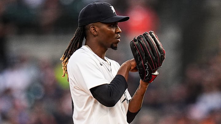 Detroit Tigers pitcher Rafael Montero (99) throws against Minnesota Twins during the fifth inning at Comerica Park in Detroit in Tuesday, August 5, 2025
