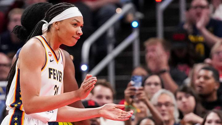 Indiana Fever forward Makayla Timpson (21) celebrates Thursday, April 30, 2026, during the second half of a preseason game at Gainbridge Fieldhouse in Indianapolis. The Dallas Wings defeated the Indiana Fever, 95-80. Indiana Fever forward Makayla Timpson (21) celebrates Thursday, April 30, 2026, during the second half of a preseason game at Gainbridge Fieldhouse in Indianapolis. The Dallas Wings defeated the Indiana Fever, 95-80.