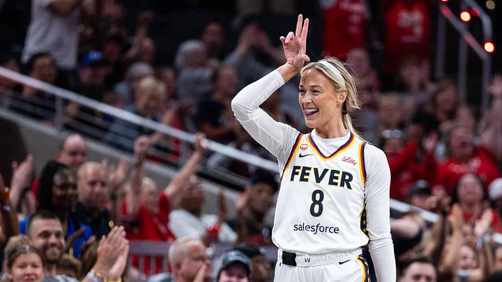Jun 16, 2026; Indianapolis, Indiana, USA; Indiana Fever guard Sophie Cunningham (8) celebrates a made shot in the first half against the Toronto Tempo at Gainbridge Fieldhouse. Mandatory Credit: Trevor Ruszkowski-Imagn Images Jun 16, 2026; Indianapolis, Indiana, USA; Indiana Fever guard Sophie Cunningham (8) celebrates a made shot in the first half against the Toronto Tempo at Gainbridge Fieldhouse. Mandatory Credit: Trevor Ruszkowski-Imagn Images