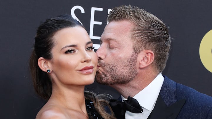 Sean McVay kisses his wife Veronika.