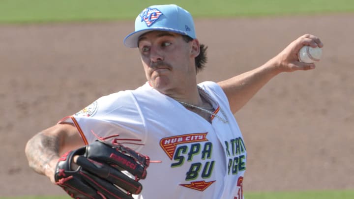 Spartanburger pitcher Dalton Pence (36) pitches to the Winston-Salem Dash during the top of the first inning at Fifth Third B