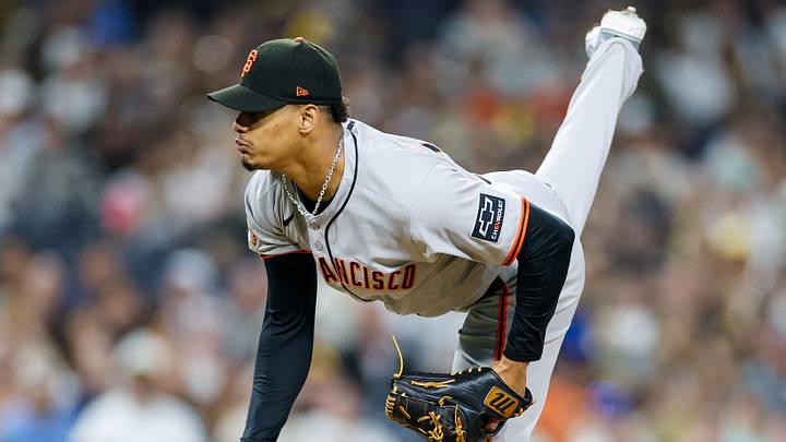 Aug 18, 2025; San Diego, California, USA; San Francisco Giants relief pitcher Randy Rodriguez (73) throws a pitch during the ninth inning against the San Diego Padres at Petco Park. Mandatory Credit: David Frerker-Imagn Images