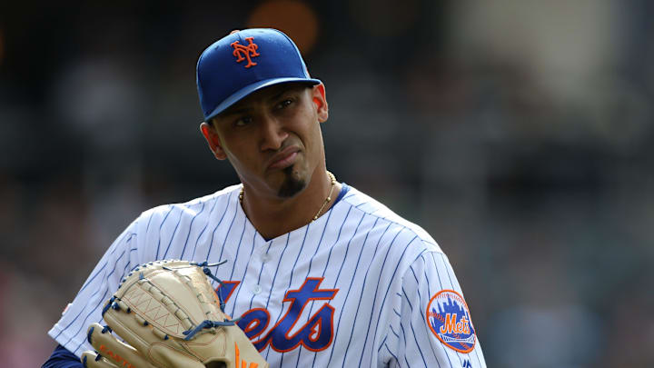 Edwin Diaz, of the Mets, is shown as he heads into the dugout after pitching the ninth inning. Diaz gave up a two-run home-run during the inning. The Mets went on to lose, 7-4. Sunday, August 11, 2019
Mets Vs Nationals Edwin Diaz, of the Mets, is shown as he heads into the dugout after pitching the ninth inning. Diaz gave up a two-run home-run during the inning. The Mets went on to lose, 7-4. Sunday, August 11, 2019
Mets Vs Nationals