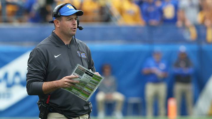 Sep 6, 2025; Pittsburgh, Pennsylvania, USA; Pittsburgh Panthers offensive coordinator Kade Bell looks on during the first quarter against the Central Michigan Chippewas at Acrisure Stadium. Mandatory Credit: Charles LeClaire-Imagn Images Sep 6, 2025; Pittsburgh, Pennsylvania, USA; Pittsburgh Panthers offensive coordinator Kade Bell looks on during the first quarter against the Central Michigan Chippewas at Acrisure Stadium. Mandatory Credit: Charles LeClaire-Imagn Images