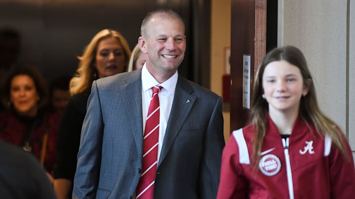 Alabama introduces new football coach Kalen DeBoer with a press conference at Bryant-Denny Stadium.