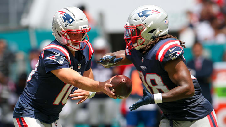 Rhamondre Stevenson fumbled twice in the Patriots' loss on Sunday.