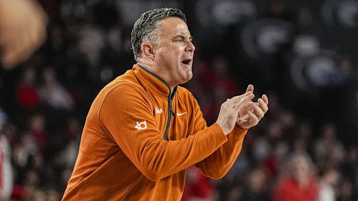 Texas Longhorns head coach Sean Miller reacts during the game against the Georgia Bulldogs.