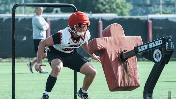 Louisville Cardinals football tight end Nate Kurisky during practice August 1, 2025, in Louisville, Kentucky. Louisville Cardinals football tight end Nate Kurisky during practice August 1, 2025, in Louisville, Kentucky.