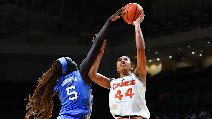 Maria Gakdeng blocks shot in North Carolina v Miami