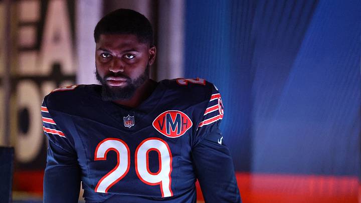 Chicago Bears CB Tyrique Stevenson takes the field before a game at Soldier Field. Mandatory Credit: Mike Dinovo-Imagn Images Chicago Bears CB Tyrique Stevenson takes the field before a game at Soldier Field. Mandatory Credit: Mike Dinovo-Imagn Images