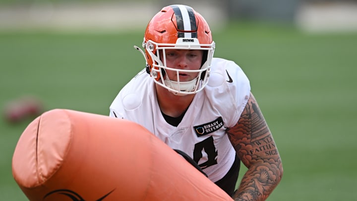 Jun 10, 2025; Berea, OH, USA; Cleveland Browns defensive tackle Mason Graham (94) runs a drill during minicamp at CrossCountry Mortgage Campus. Mandatory Credit: Ken Blaze-Imagn Images