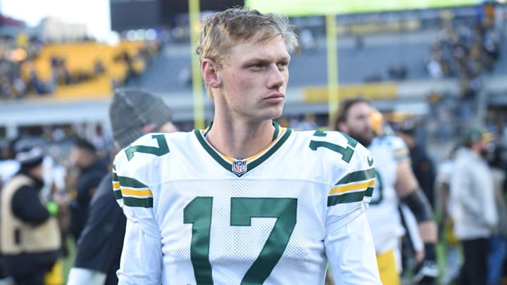 Nov 12, 2023; Pittsburgh, Pennsylvania, USA;   Green Bay Packers kicker Anders Carlson (17)
